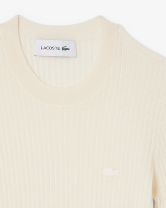 Women's Short Sleeve Merino Wool Rib Knit Sweater