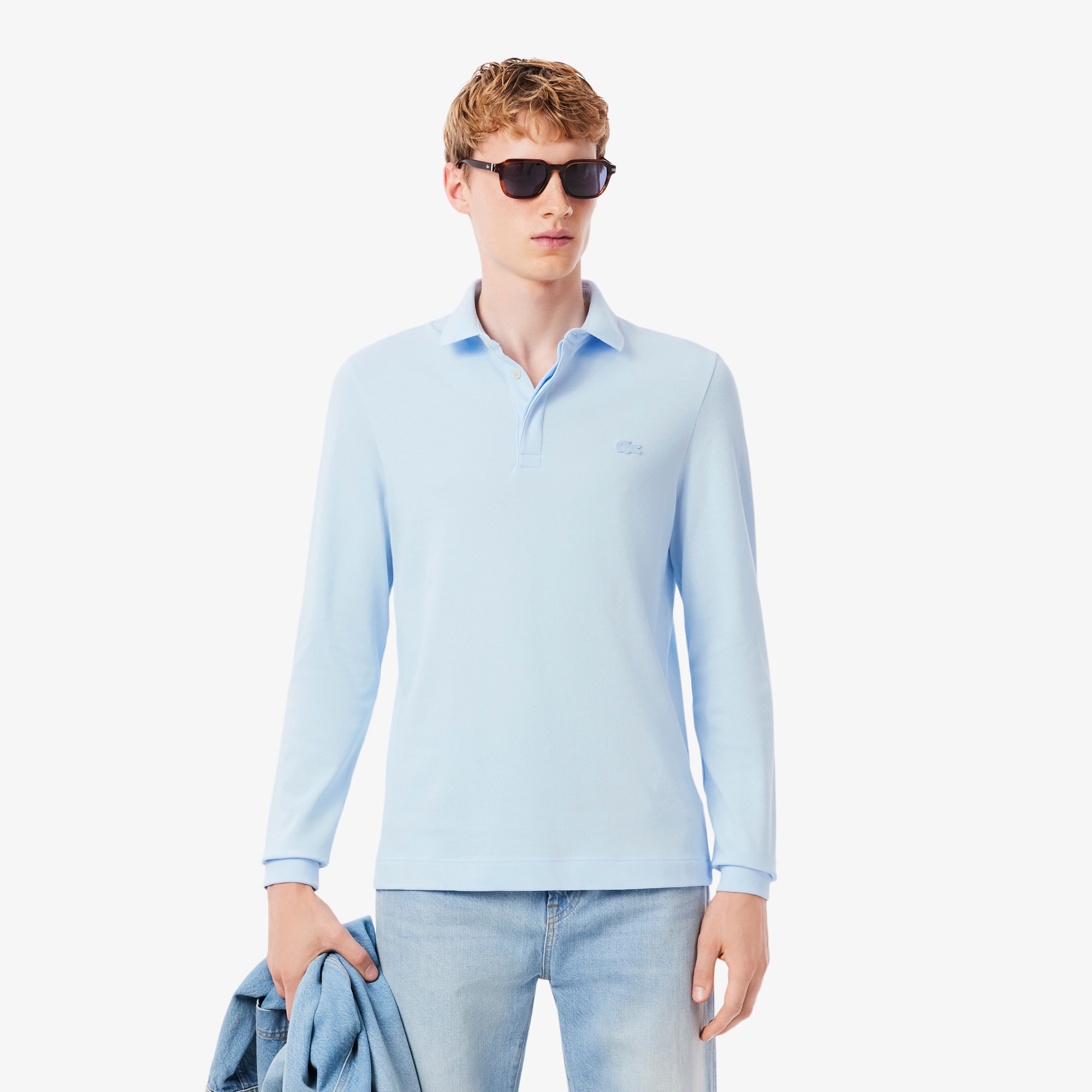 Lacoste Men's Regular Fit Paris Stretch Piqué Polo In Blue