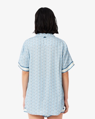 Camisa extragrande con estampado de monogramas para mujer