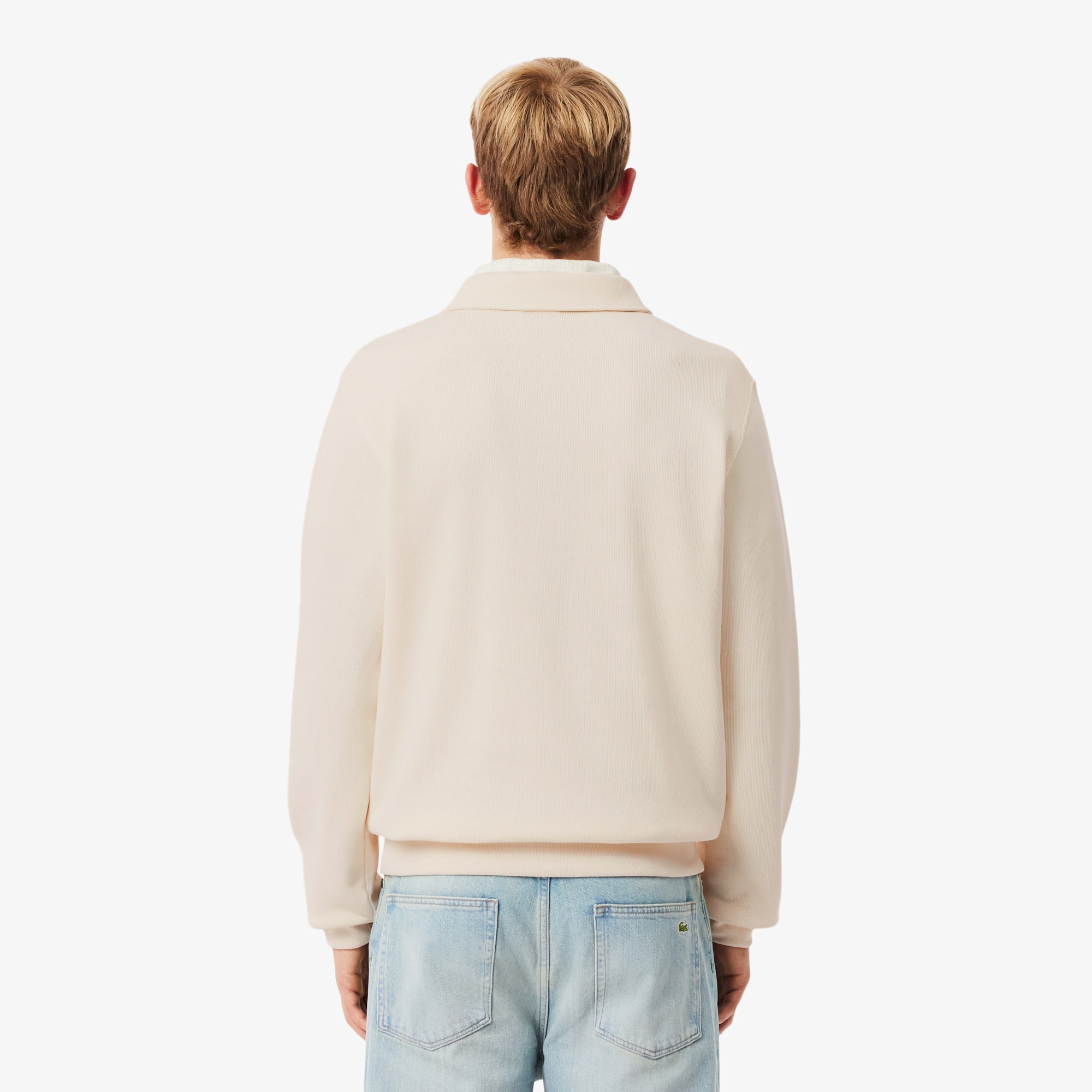 Men's Ribbed Cotton Polo Collar Sweatshirt - Sweaters