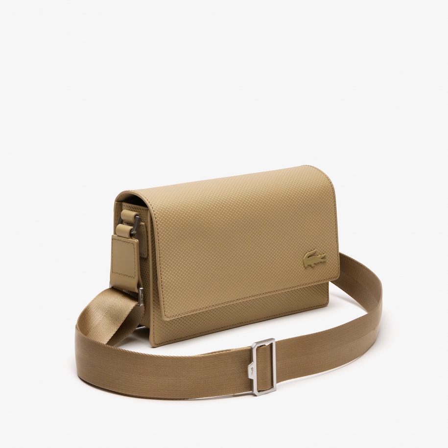 Unisex Lacoste Chantaco Calfskin Leather Flap Closure Bag Men's Bags