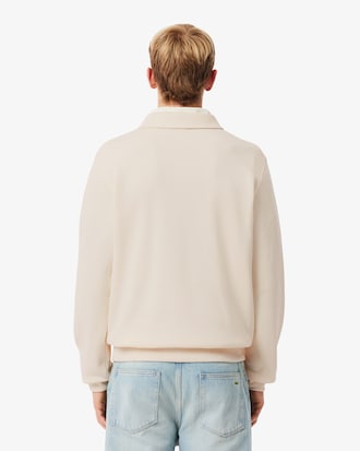 Men's Ribbed Cotton Polo Collar Sweatshirt