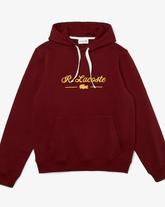 Men’s Embroidered Lettering Hooded Cotton Fleece Sweatshirt