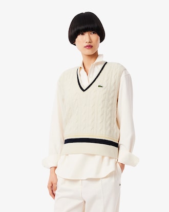Women's Cable Knit Wool Sweater Vest