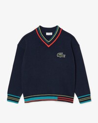 Unisex Cotton and Wool Blend V-Neck Sweater