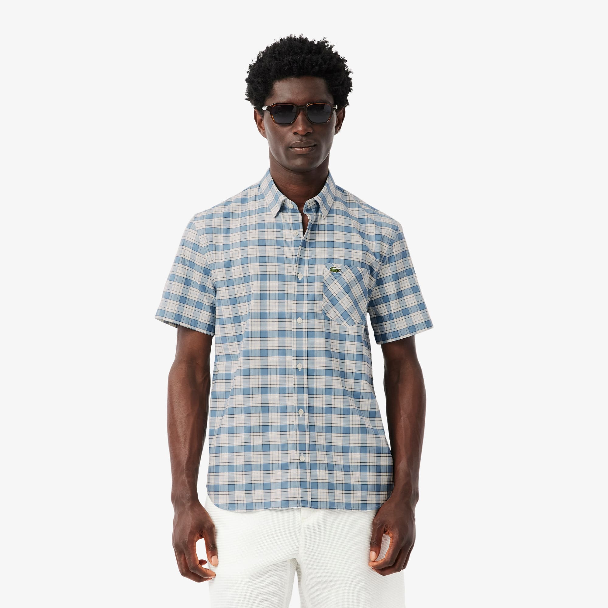 Lacoste Men's Regular Fit Stretch Plaid Shirt