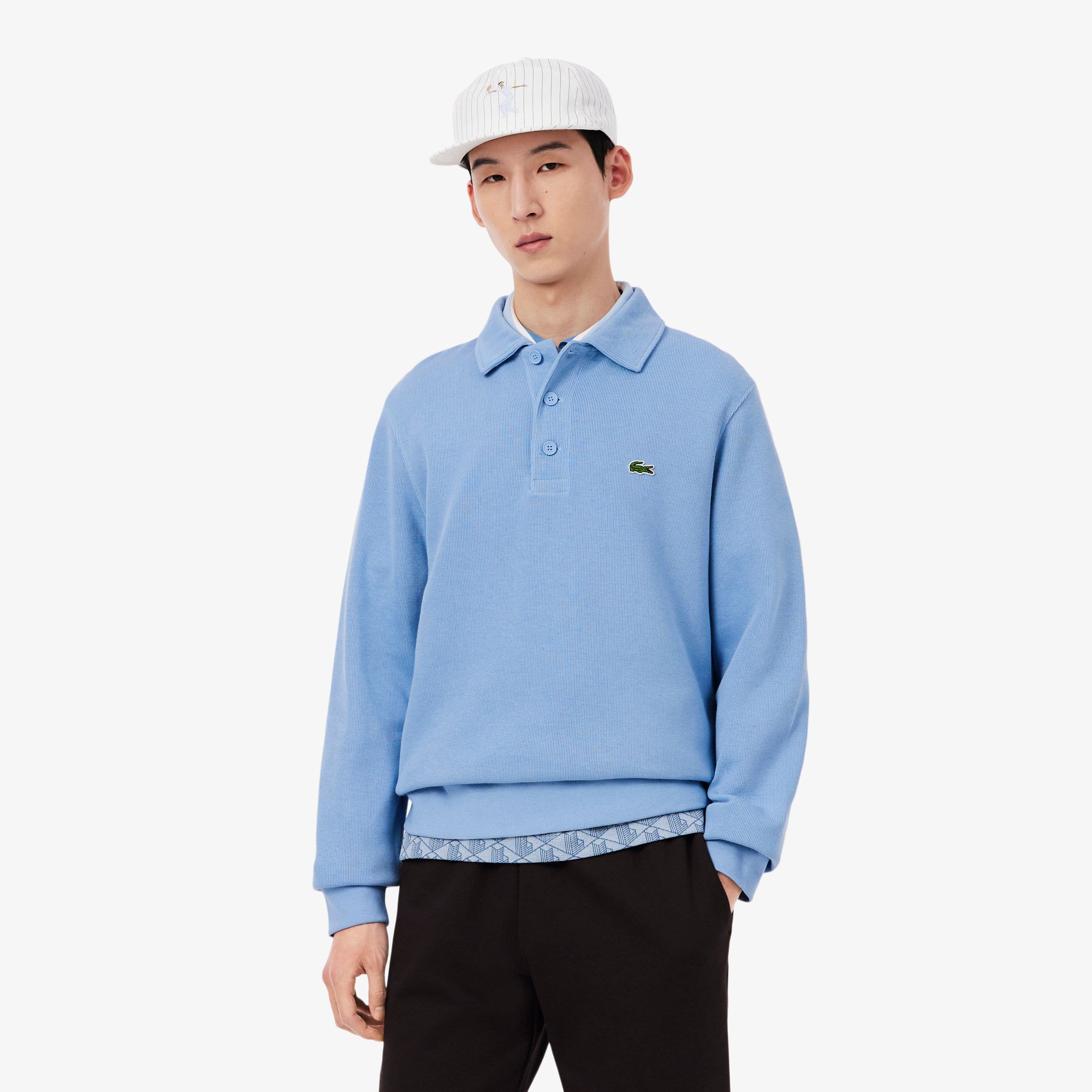Lacoste Men's Ribbed Cotton Polo Collar Sweatshirt