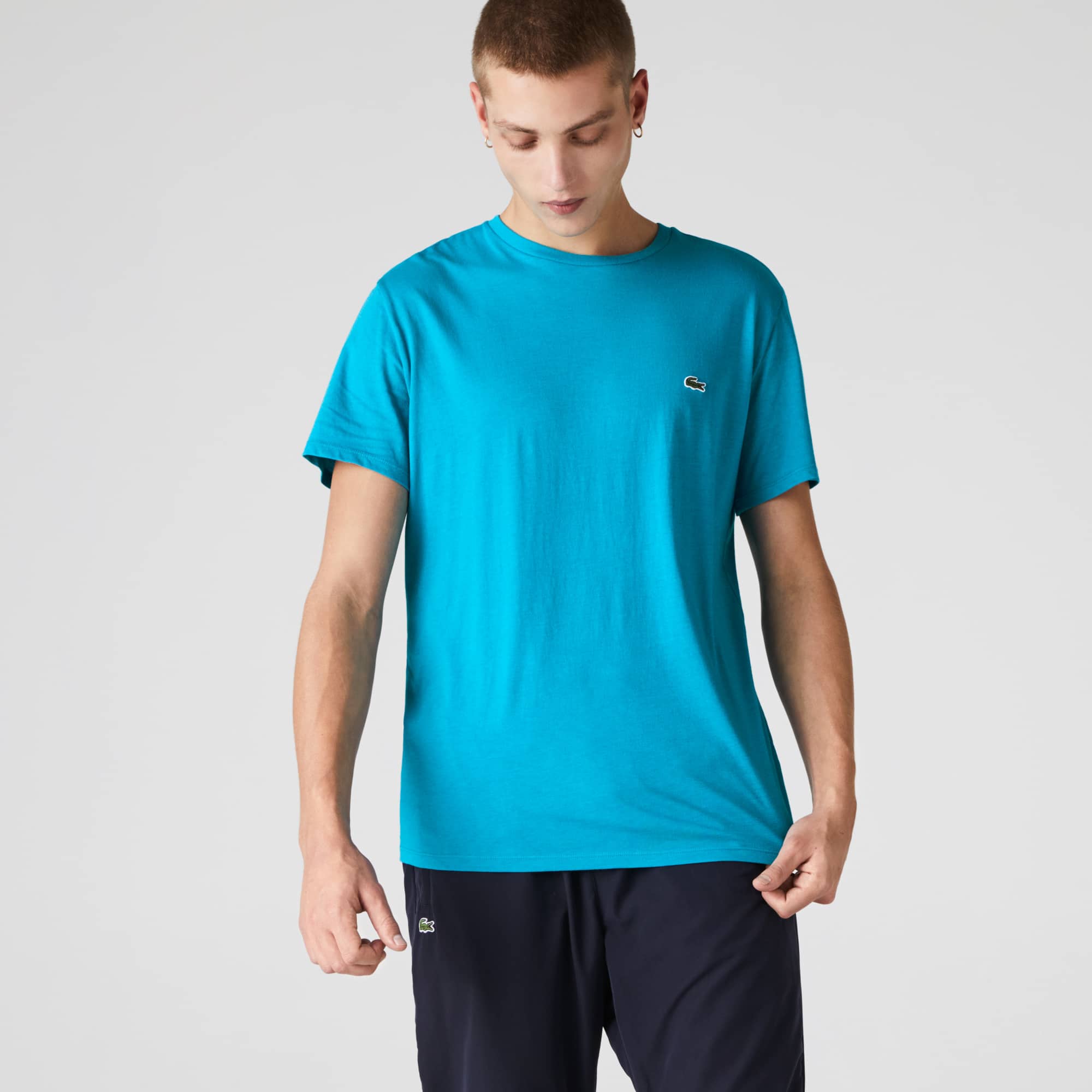 Tシャツ・カットソー LACOSTE Men T-shirt  Blue TH6709 3D3 Lacoste man T-shirt men Th6709 3d3 blue