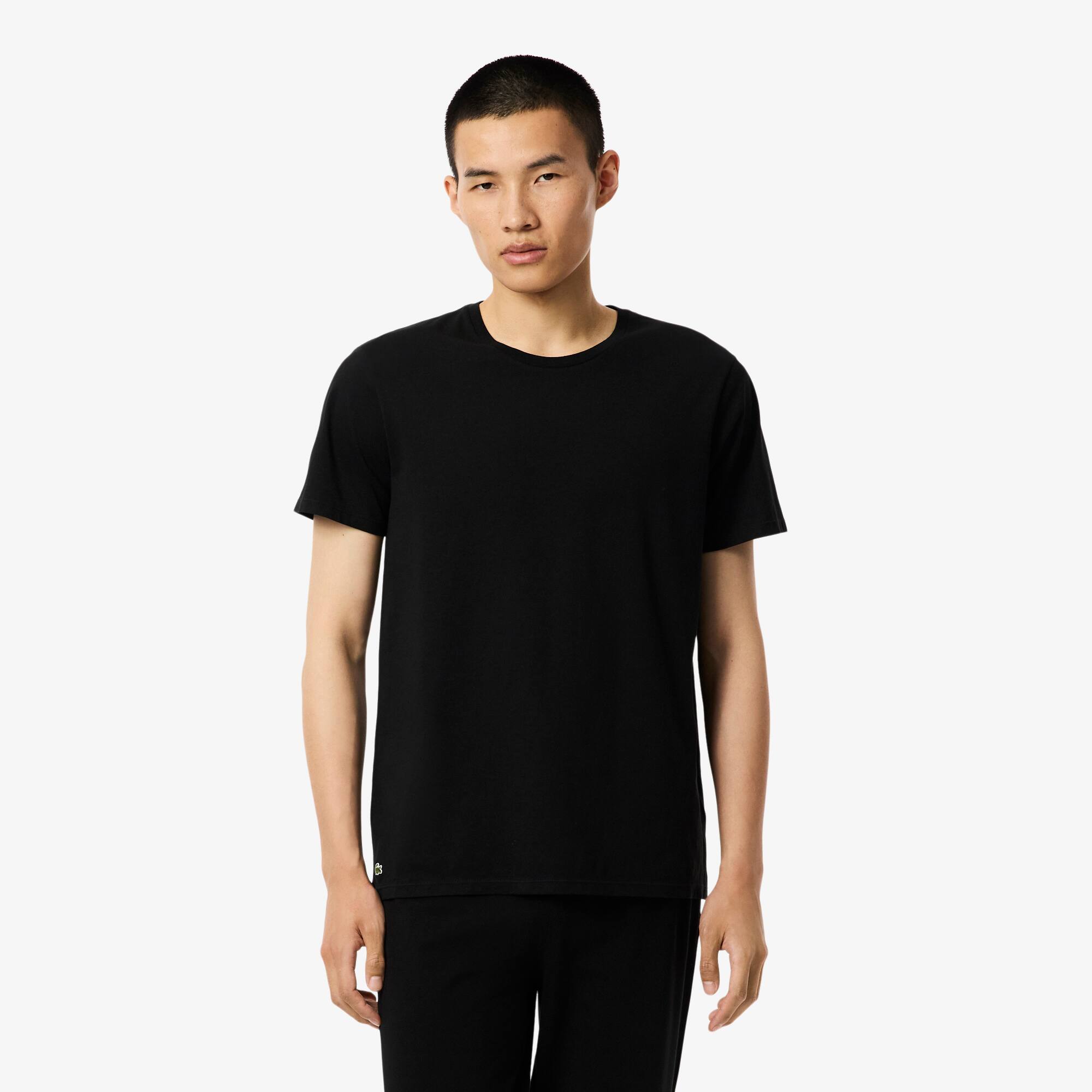 Lacoste Men's 3-pack Lounge T-shirts In Black