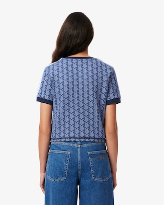 Playera Ajustada Con Monograma Para Mujer