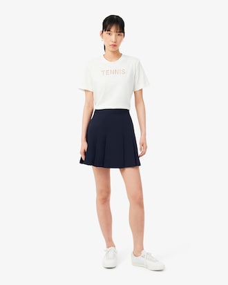Women's Short Stretch Cotton Pleated Skirt
