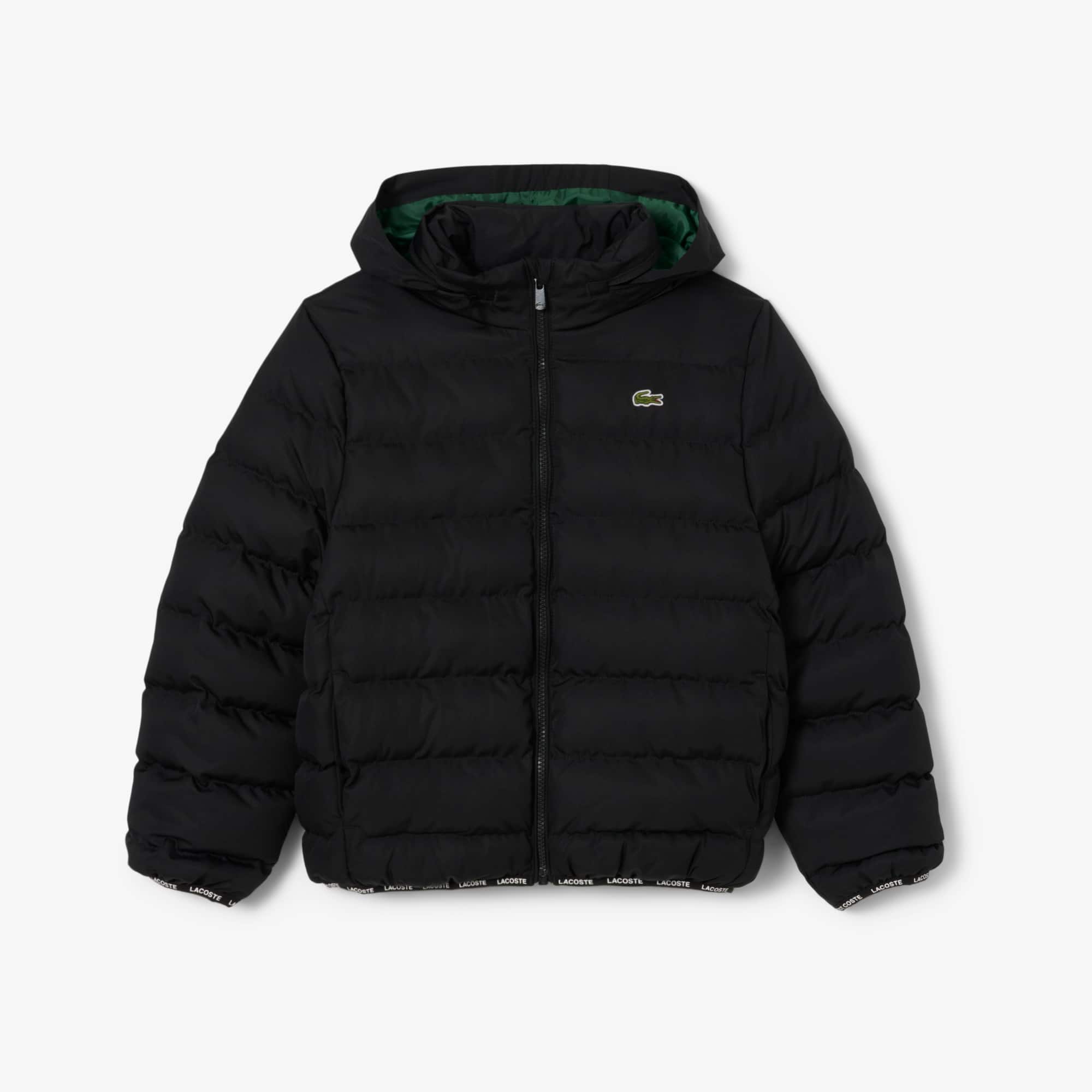 Lacoste Kids' Hooded Diamond Puffer Jacket - 16 Years In Black