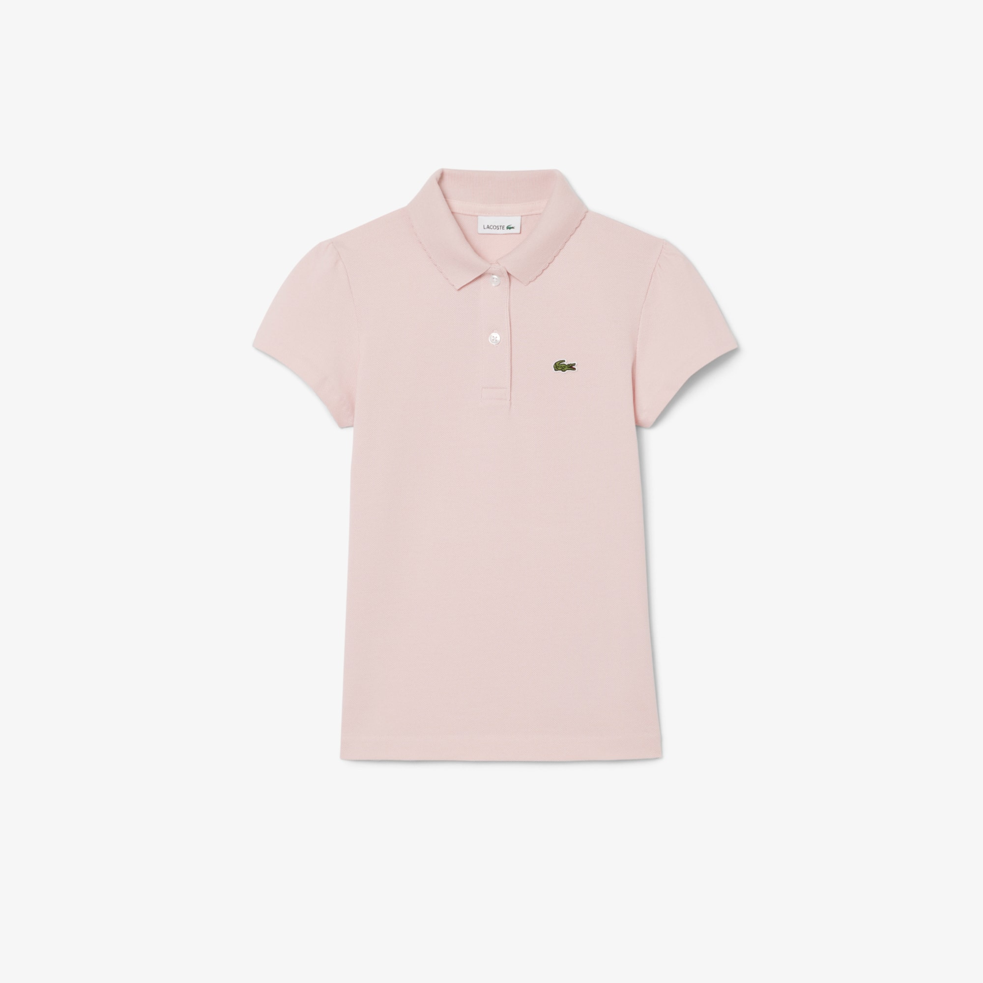 Lacoste Girls' Scalloped Collar Piqué Polo - 14 Years In Neutral