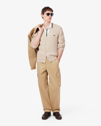 Cable Knit Intarsia Branded Cardigan