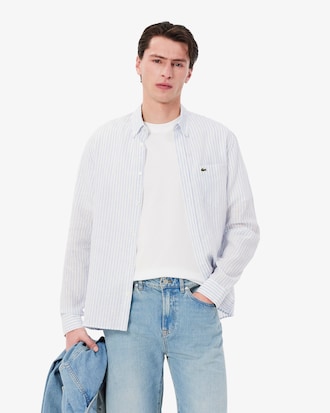 Men's Regular Fit Striped Linen Shirt