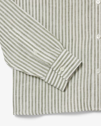Camisa para hombre regular fit de lino a rayas