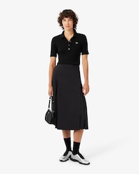 Women's Pleated Wool Midi Wrap Skirt