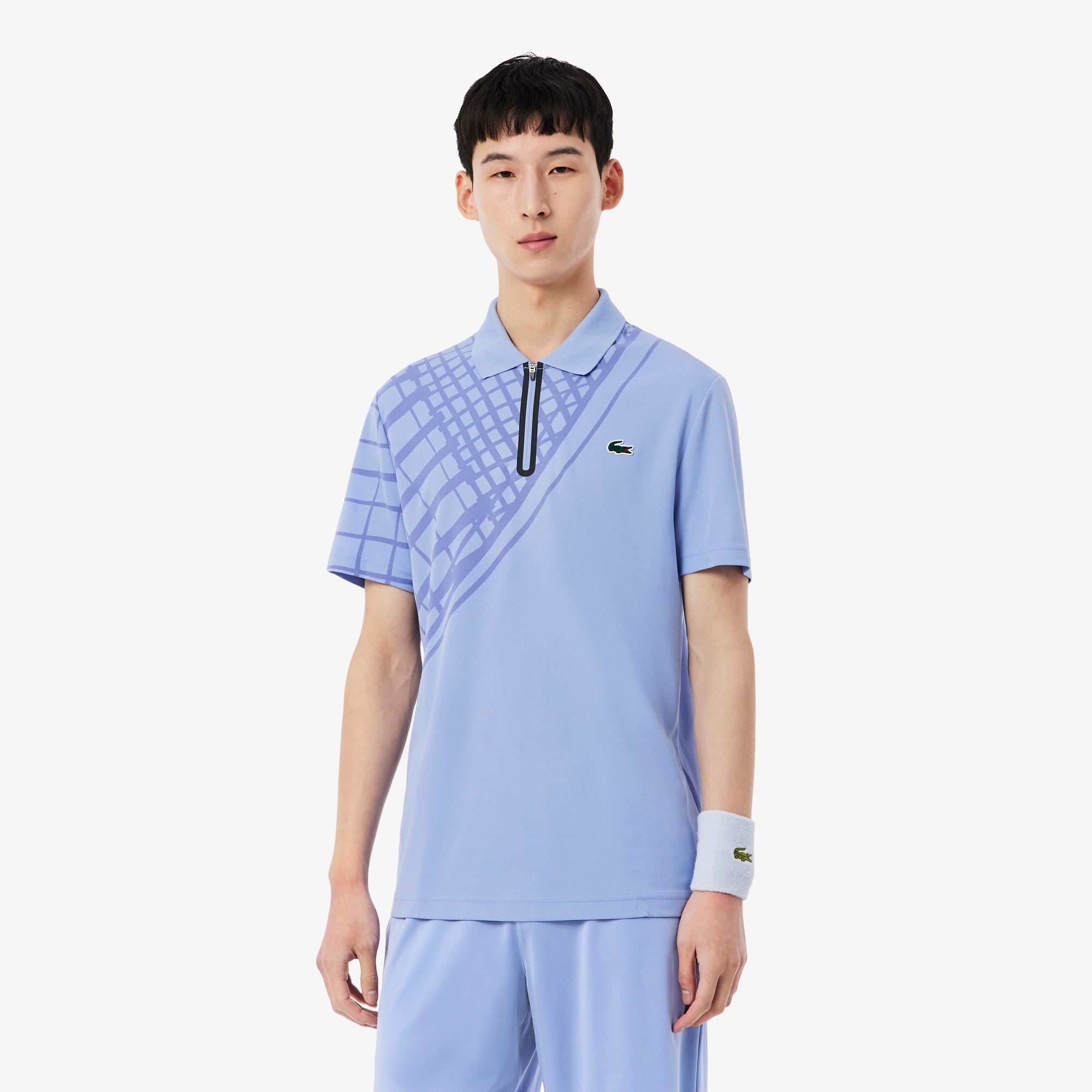 【LACOSTE】 SKIPPER POLO SHIRT サイズ5 Men's Ultra Dry Printed Slim Fit Tennis Polo - Polo Shirts - New