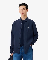 Camisa De Lino De Corte Regular Para Hombre