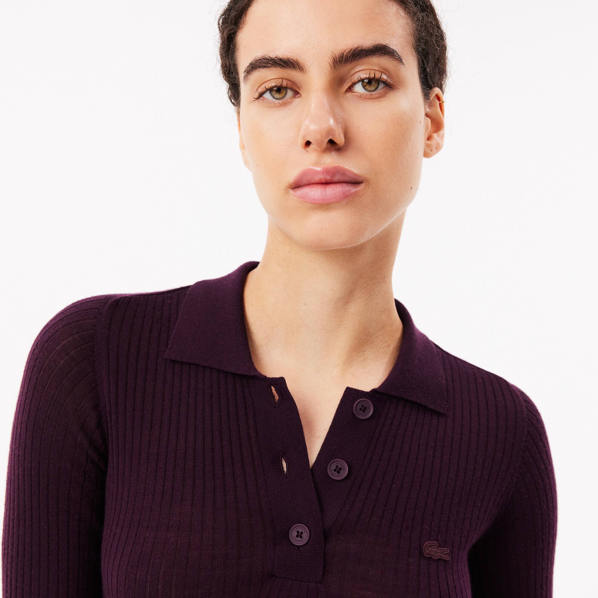 Women's Long Sleeve Ribbed Wool Dress - Dresses - New In