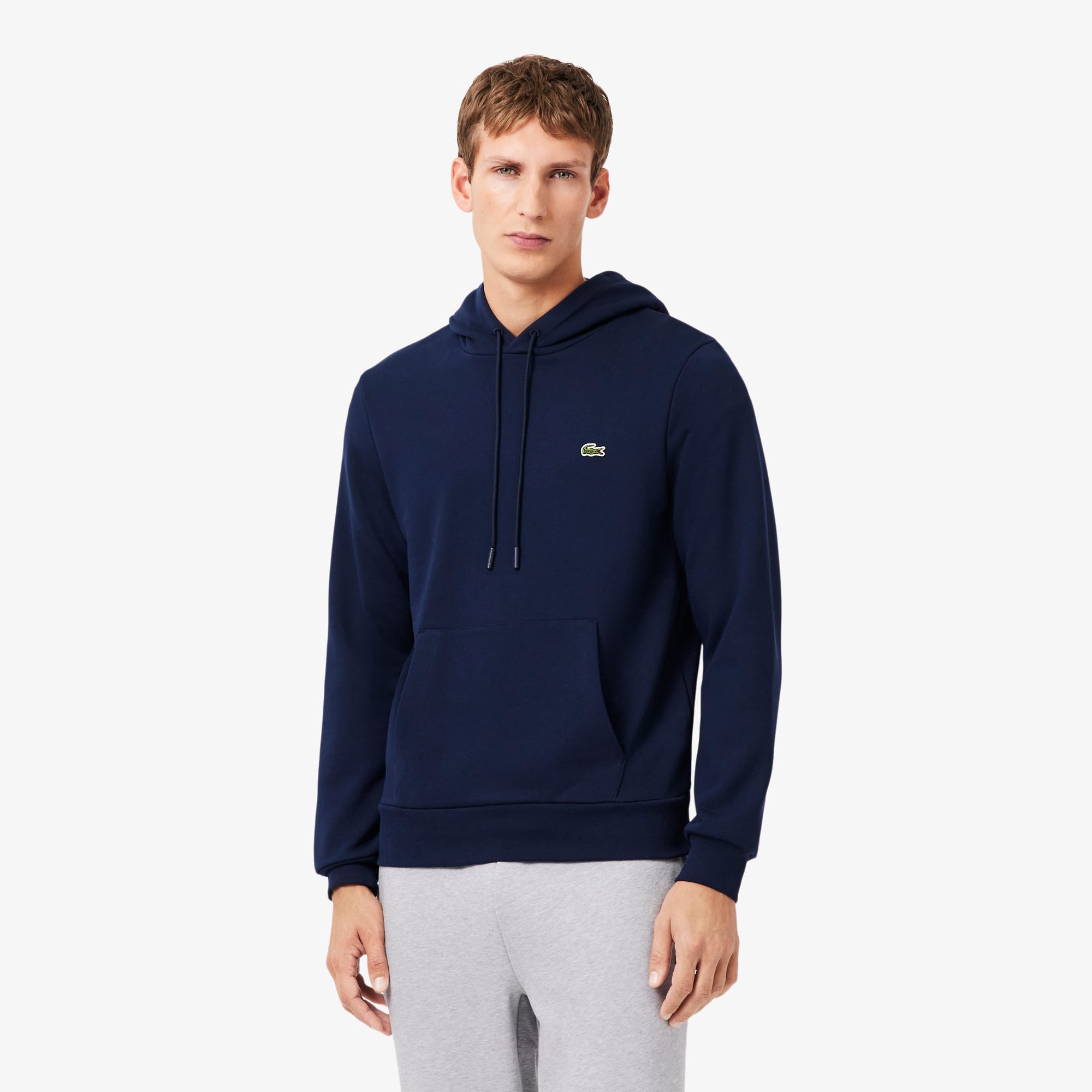 Lacoste Sudadera con Gorro de Forro Polar de Algodón para Hombre Azul