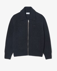 High Neck Zipped Wool Cardigan