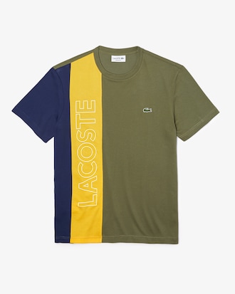 T-shirt &agrave; col rond color-block avec marquage Lacoste