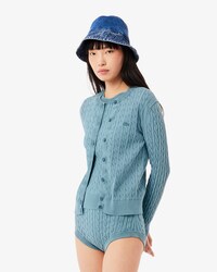 Women's Wash Effect Cable Knit Cardigan