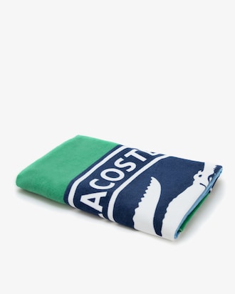 Toalla de playa Lacoste en algod&oacute;n con estampado de Lacoste Club