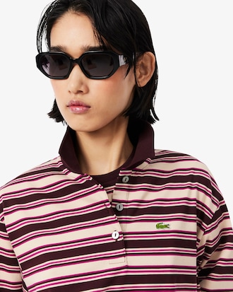 Oversized Striped Long Sleeved Polo Shirt