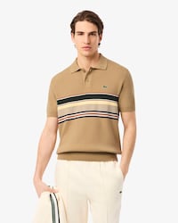 Men's Made In France Striped Polo Collar Sweater