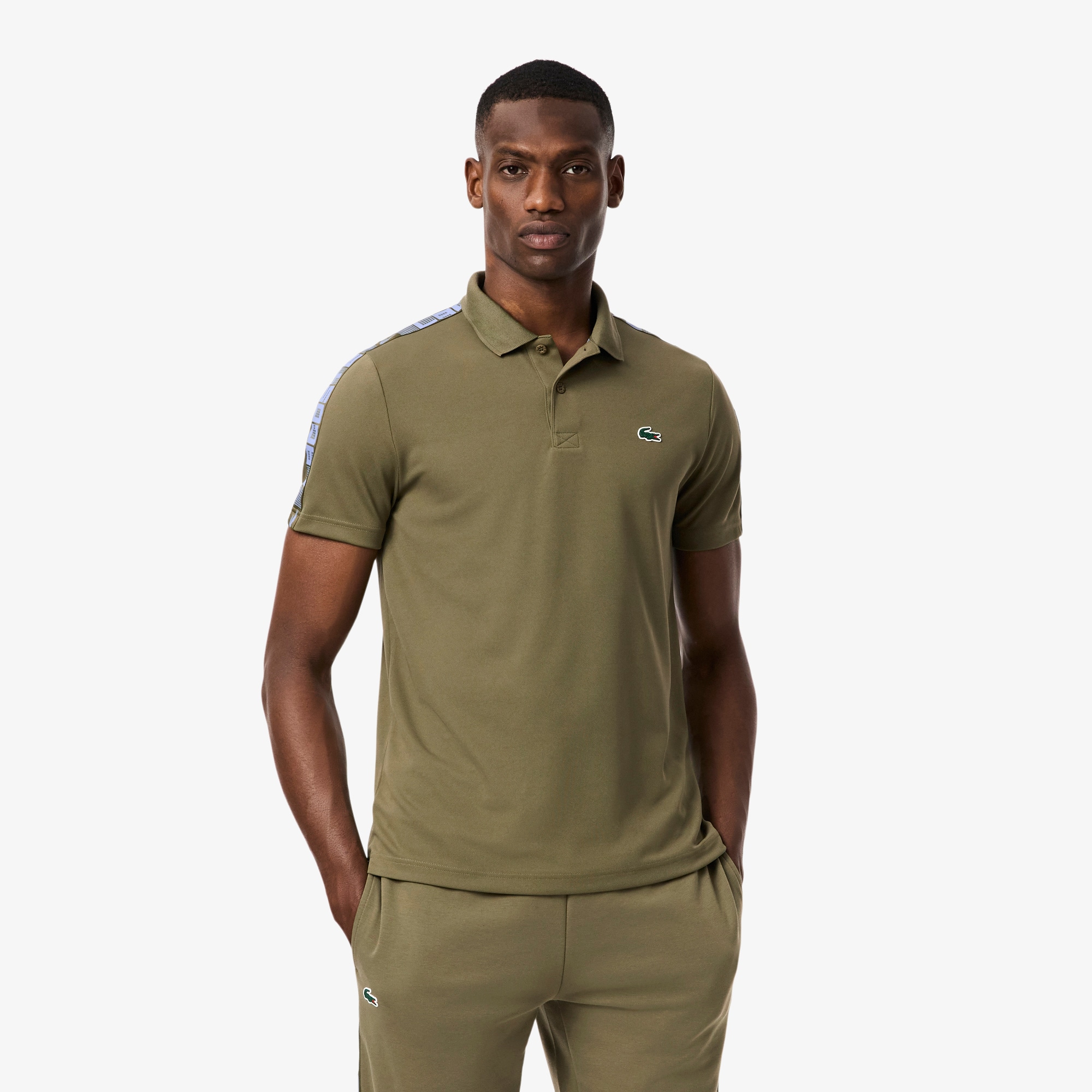 Lacoste Men's Ultra Dry Branded Stripe Tennis Polo - Xl - 6 In Green