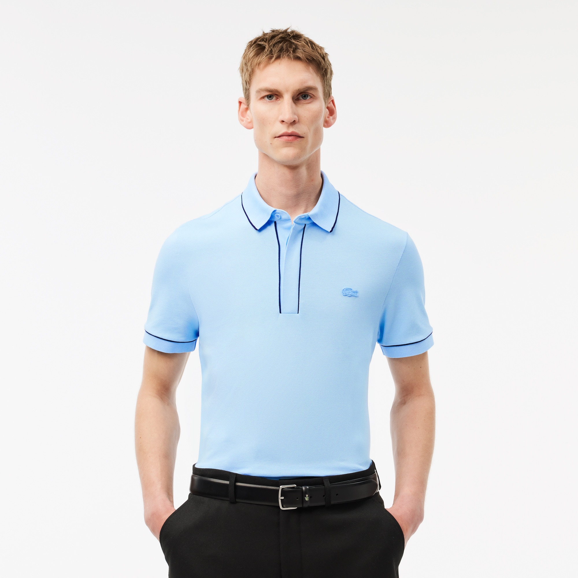 ★★ ★★ Men's Relaxed Fit Textured Pique Logo S Men's Regular Fit Paris Stretch Piqué Polo - Polo Shirts