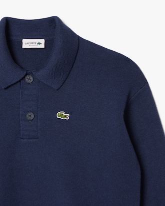 Kids' Cotton and Wool Blend Long Sleeve Polo