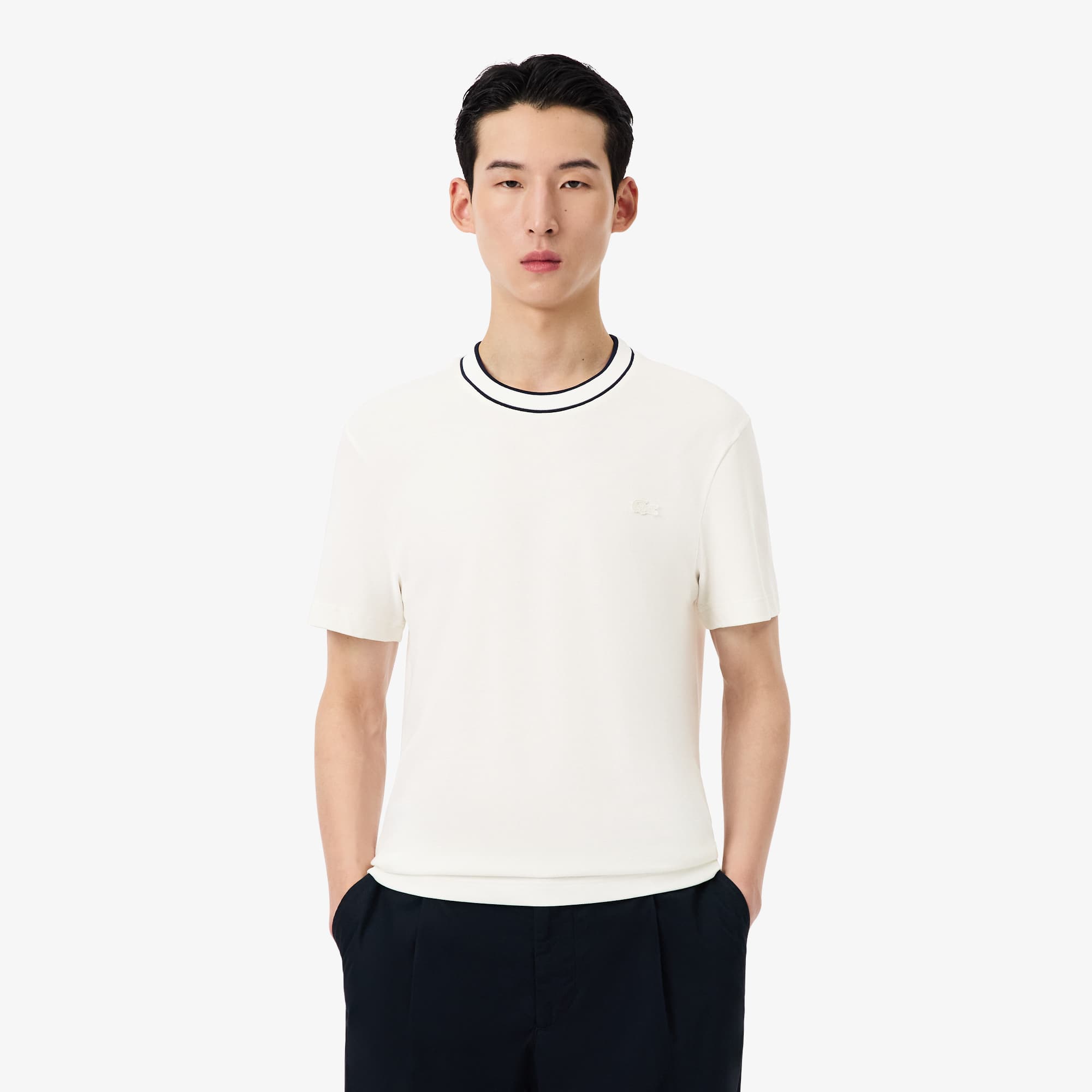 Men's Stretch Piqué Striped Collar T-Shirt - T-shirts - New In
