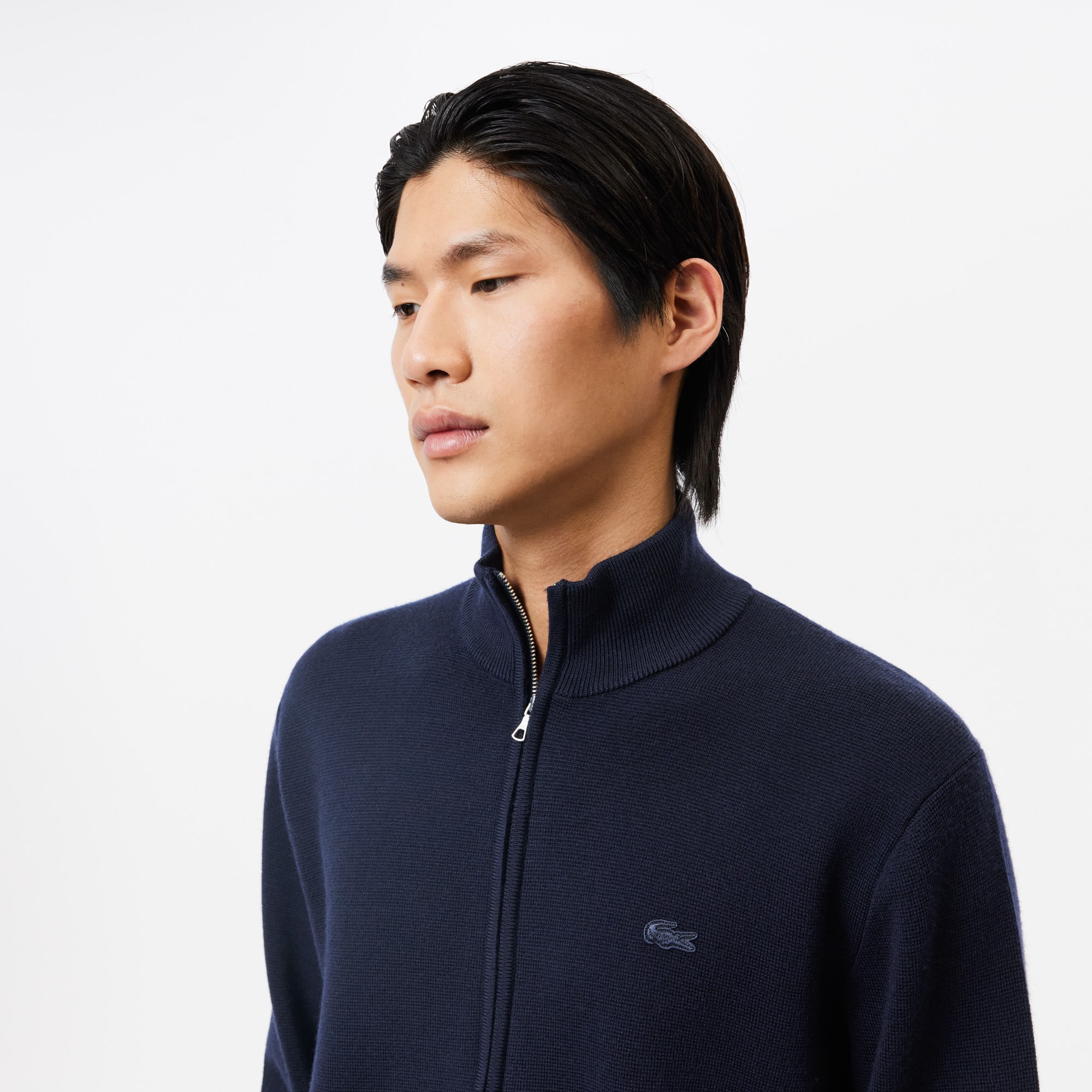 Men's High-Neck Zip-Up Wool Cardigan - Sweaters & Sweatshirts