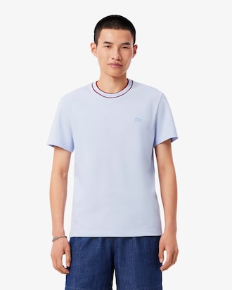 Men's Stretch Piqu&eacute; Striped Collar T-Shirt