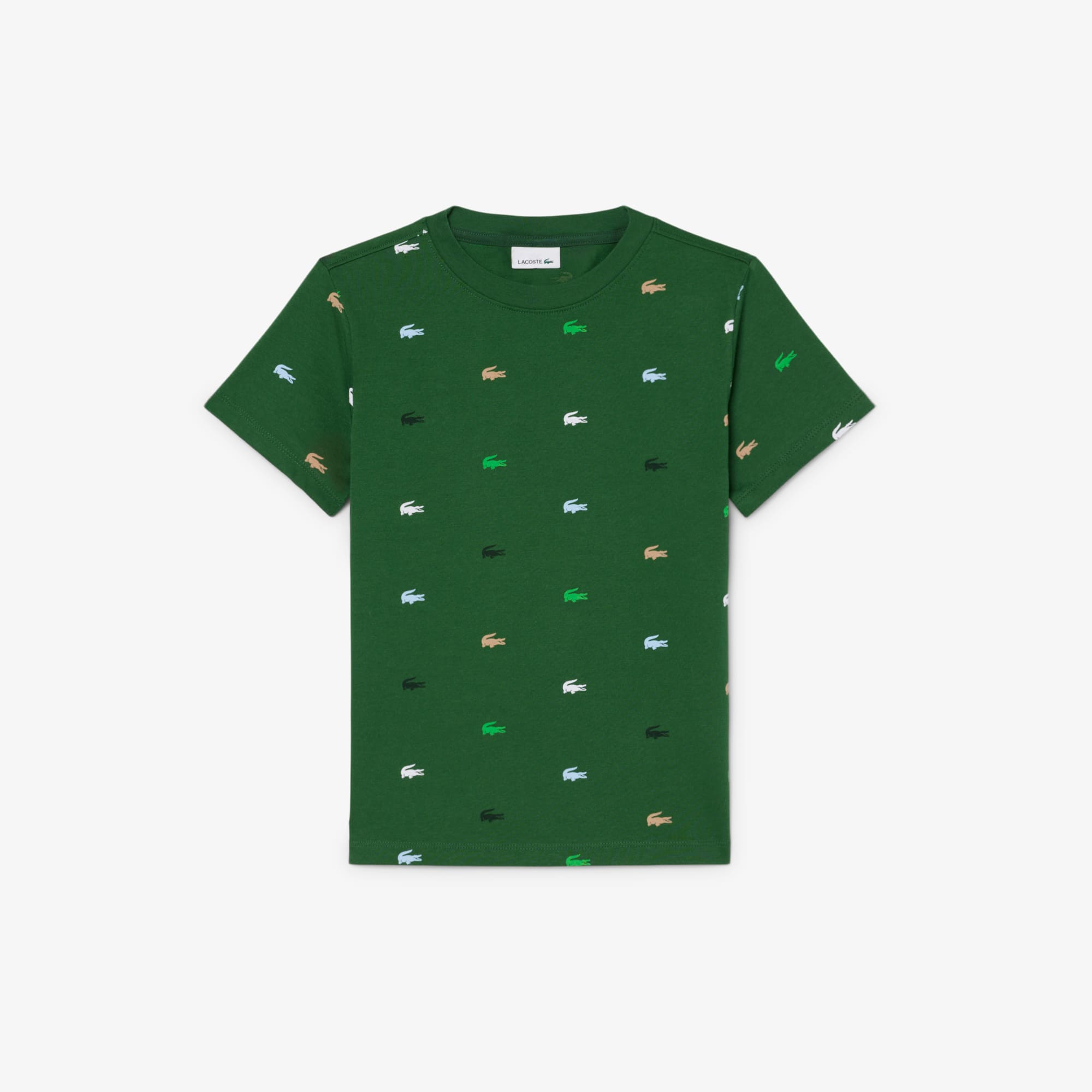 Lacoste Playera de Algodón con Estampado de Cocodrilos para Niño Verde