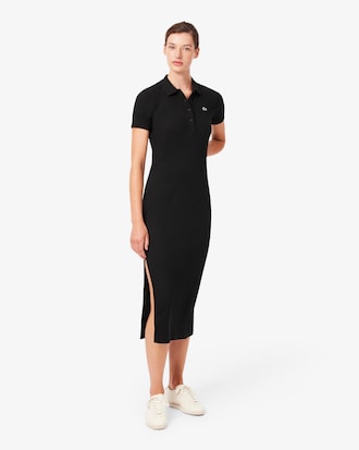 Women's Long Ribbed Cotton Polo Dress