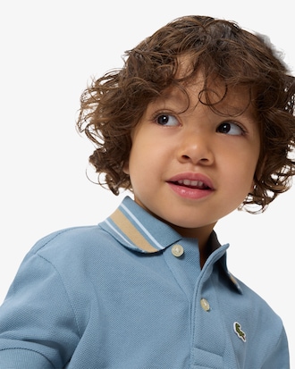 Polo de Petit Piqu&eacute; con Cuello de Rayas