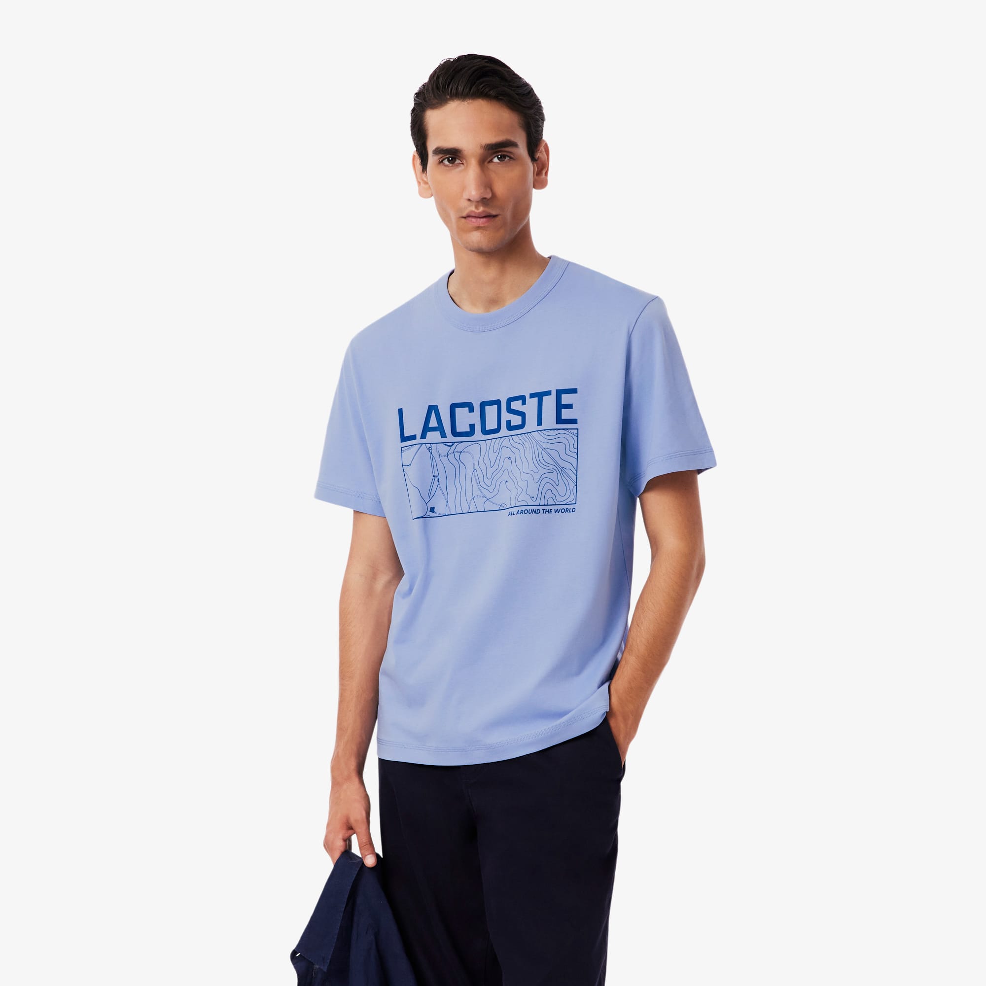 Lacoste Men's Printed Jersey T-shirt - Xl - 6 In Blue