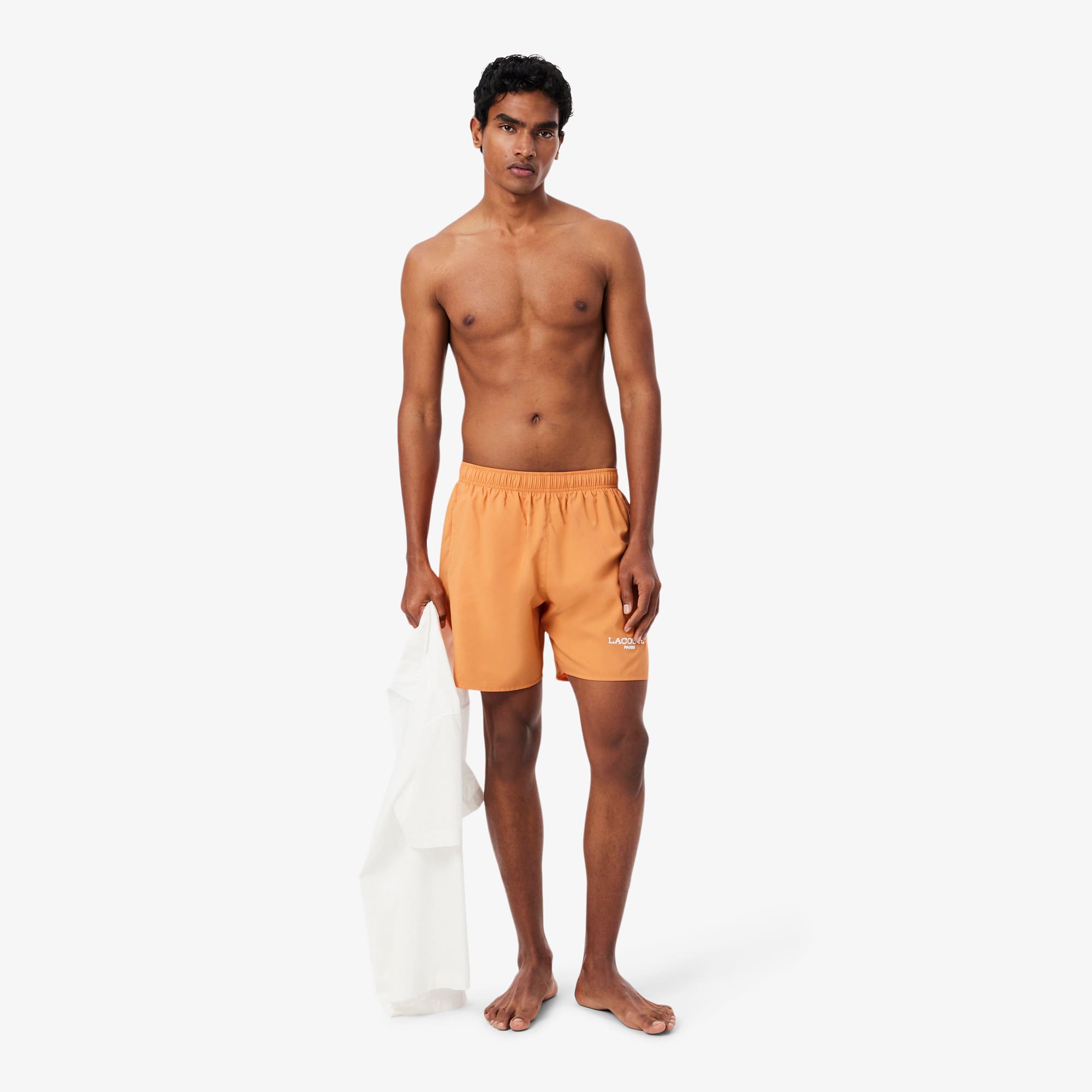 Lacoste Mid Length Print Swim Trunks
