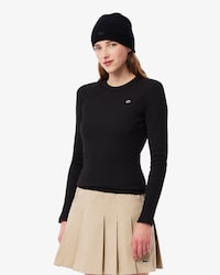 T-shirt côtelé manches longues en coton