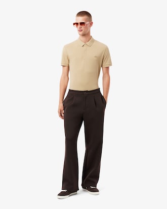 Pantalon loose fit Piqu&eacute; &agrave; plis