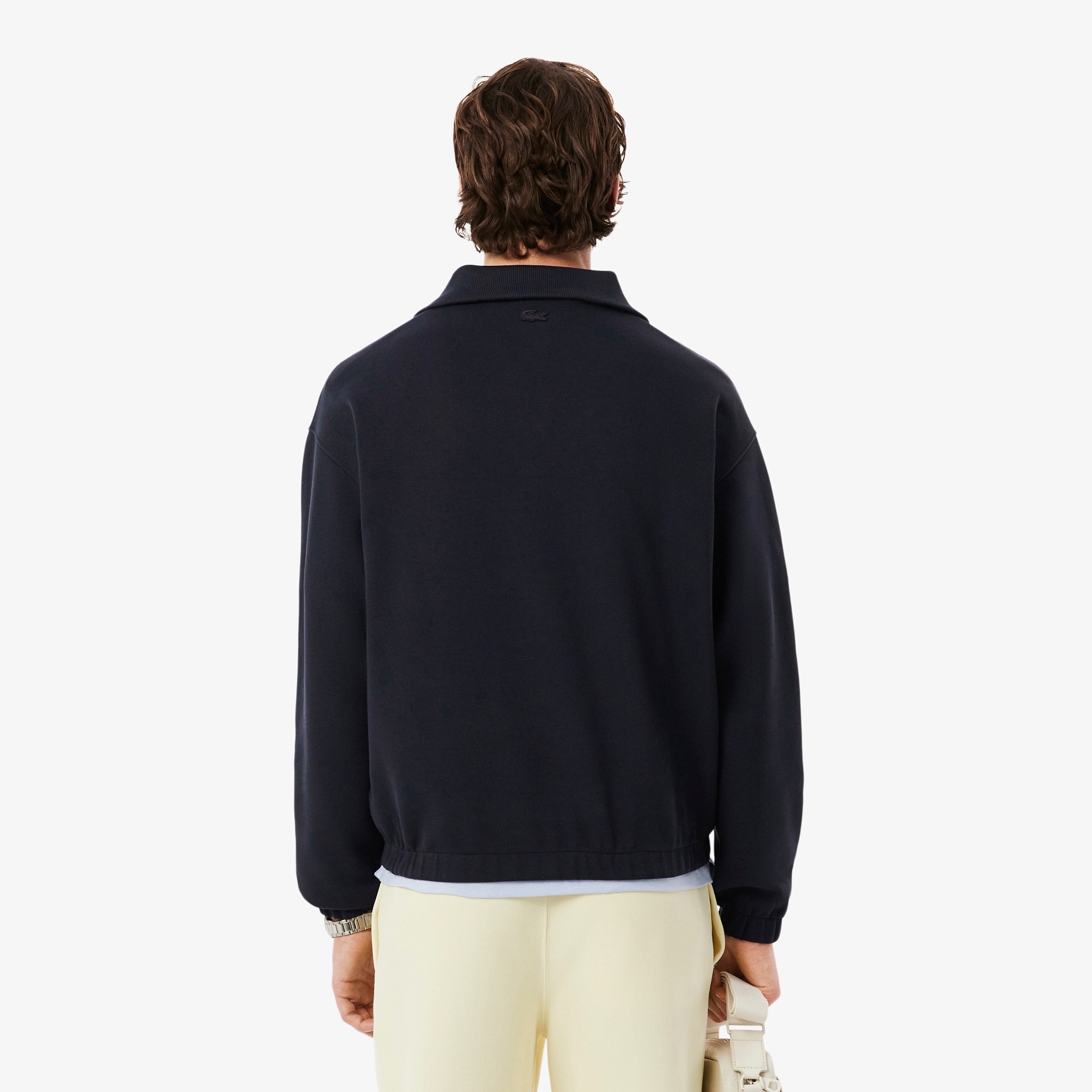 Loose Fit Zipped Neck Piqué Sweatshirt - Sweaters & Sweatshirts