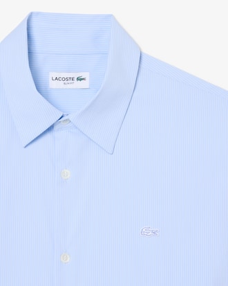 Camisa de Corte Ajustado de Popelina El&aacute;stica de Rayas