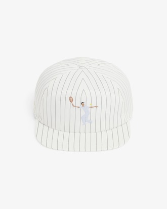 Striped Embroidered Cotton Twill Cap