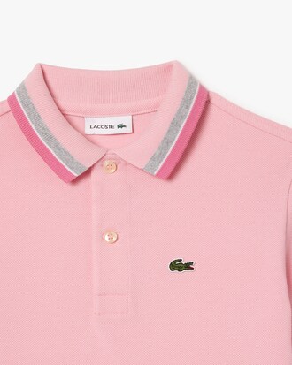 Polo de Petit Piqué con Cuello a Rayas para Niños