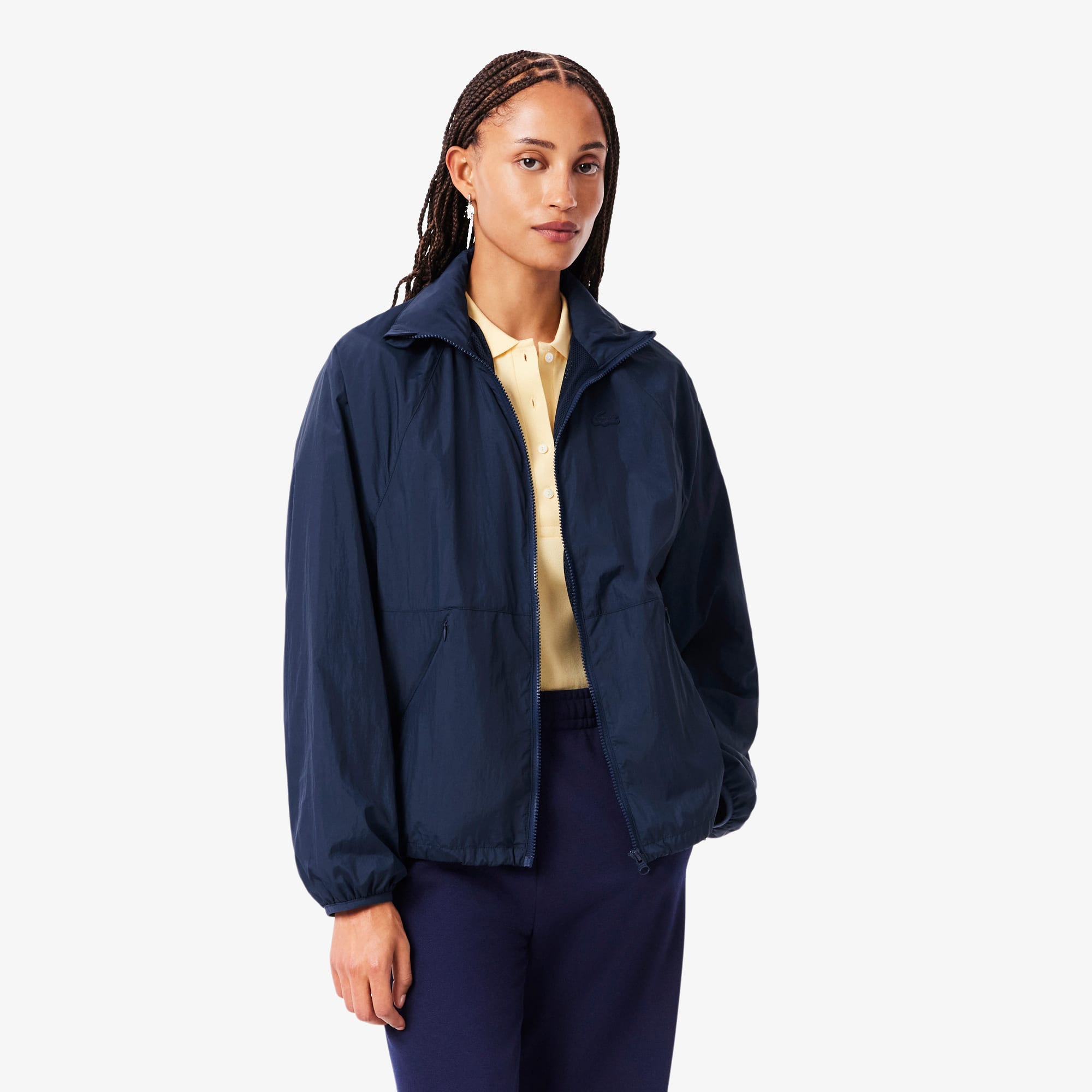 Lacoste Women's Hooded Track Jacket - 42 In Blue