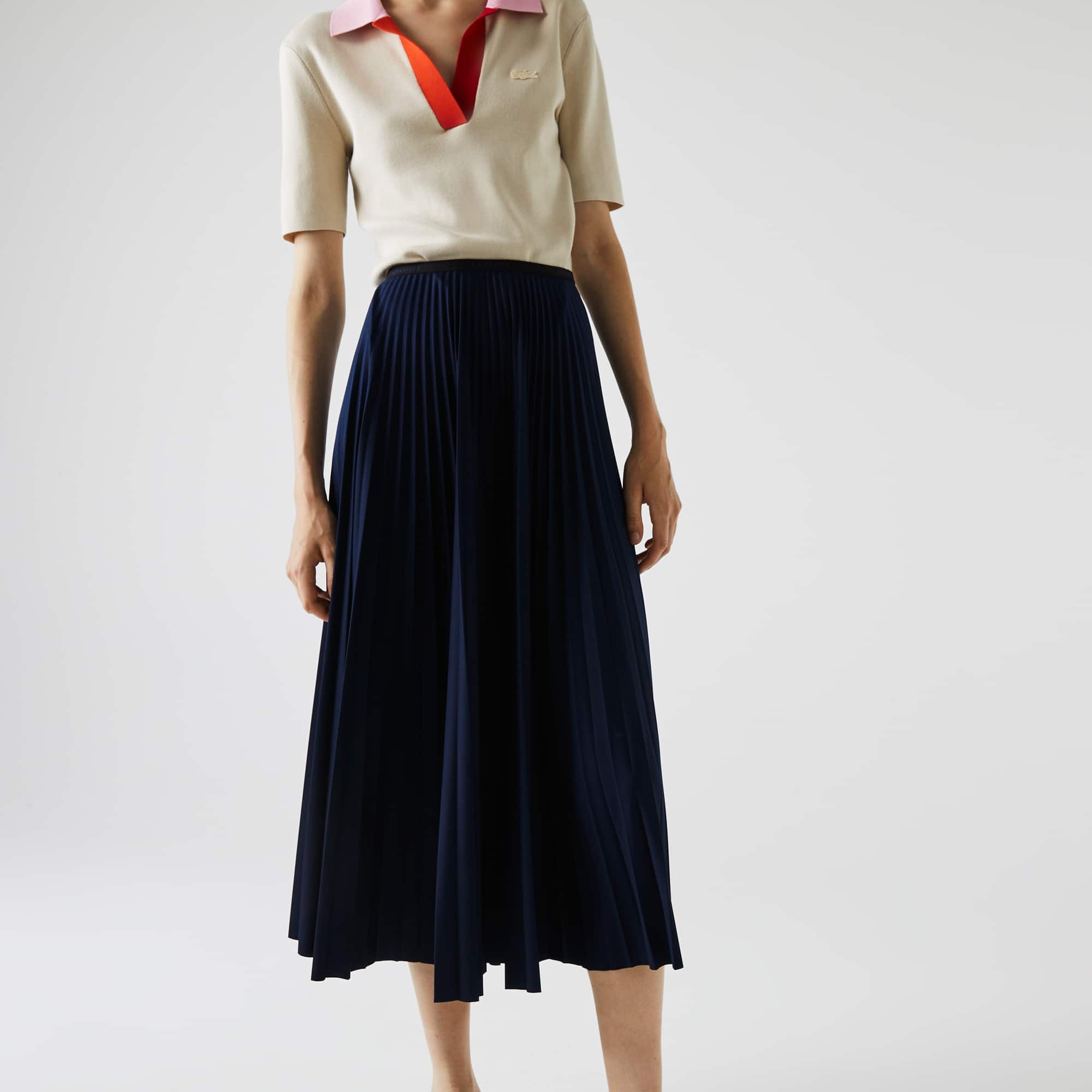 スカート LACOSTE Women Mid Skirts JF0516 525 Blue LACOSTE Women's Blue Monogram Short Skirt – Pavidas